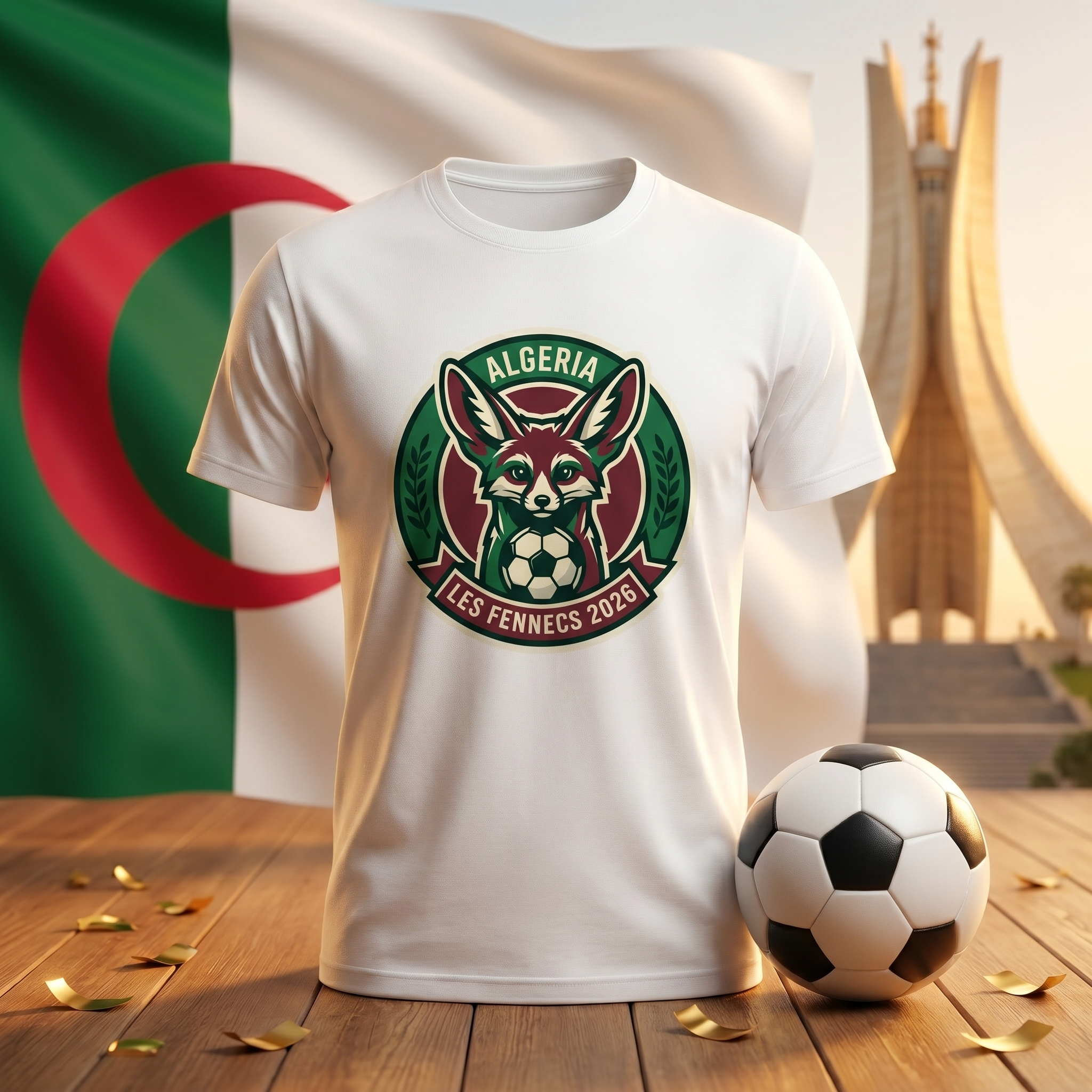 Algeria Soccer Fan T-Shirt — Vintage Fennec Crest | 2026 Supporters Tee