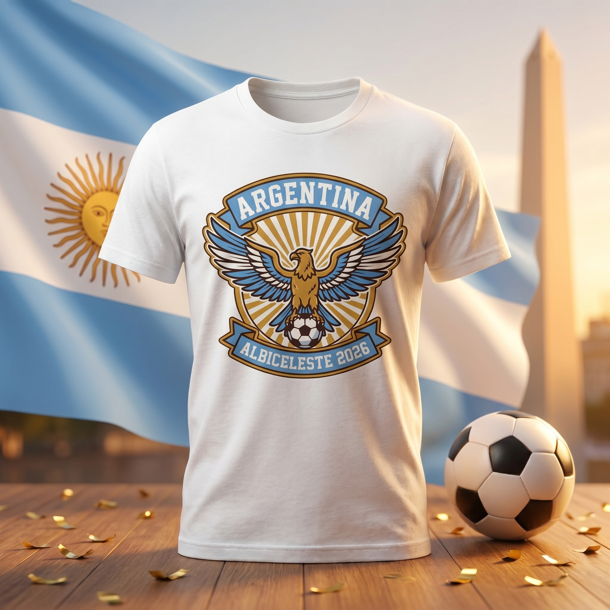 Argentina Soccer Fan T-Shirt — Vintage Condor & Sun Crest | 2026 Supporters Tee