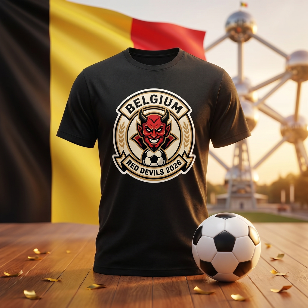 Belgium Soccer Fan T-Shirt — Vintage Devil Crest | 2026 Supporters Tee