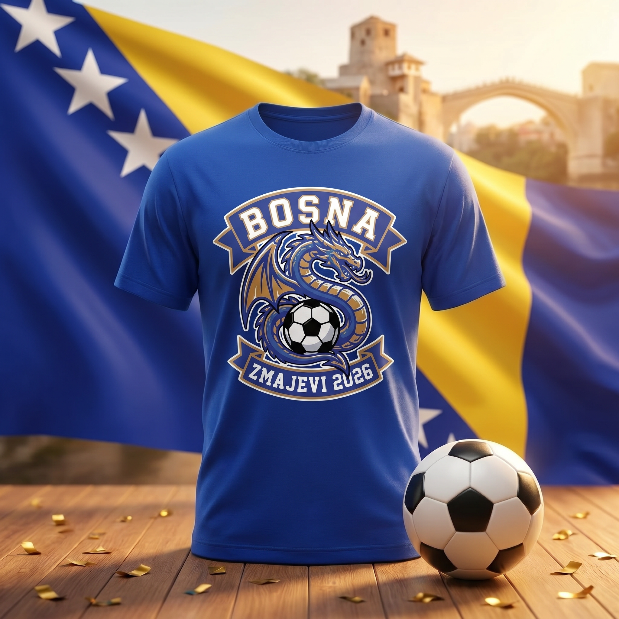 Bosnia Soccer Fan T-Shirt — Vintage Dragon Crest | 2026 Supporters Tee