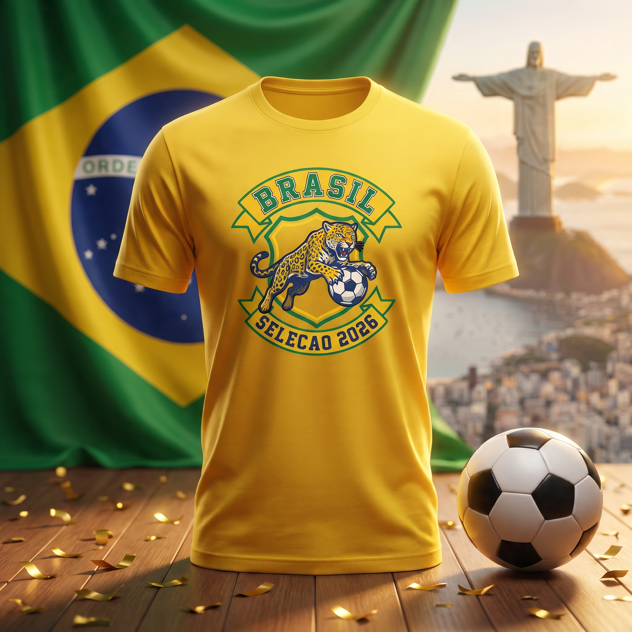 Brazil Soccer Fan T-Shirt — Vintage Jaguar Crest | 2026 Supporters Tee