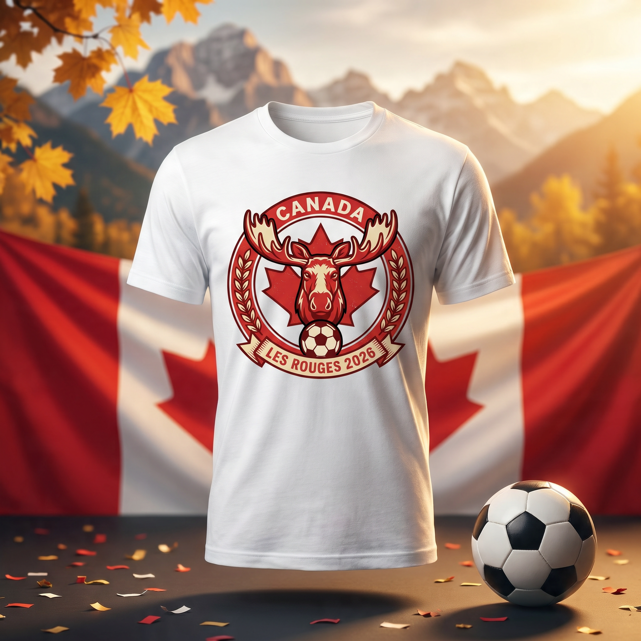 Canada Soccer Fan T-Shirt — Vintage Moose Crest | 2026 Supporters Tee