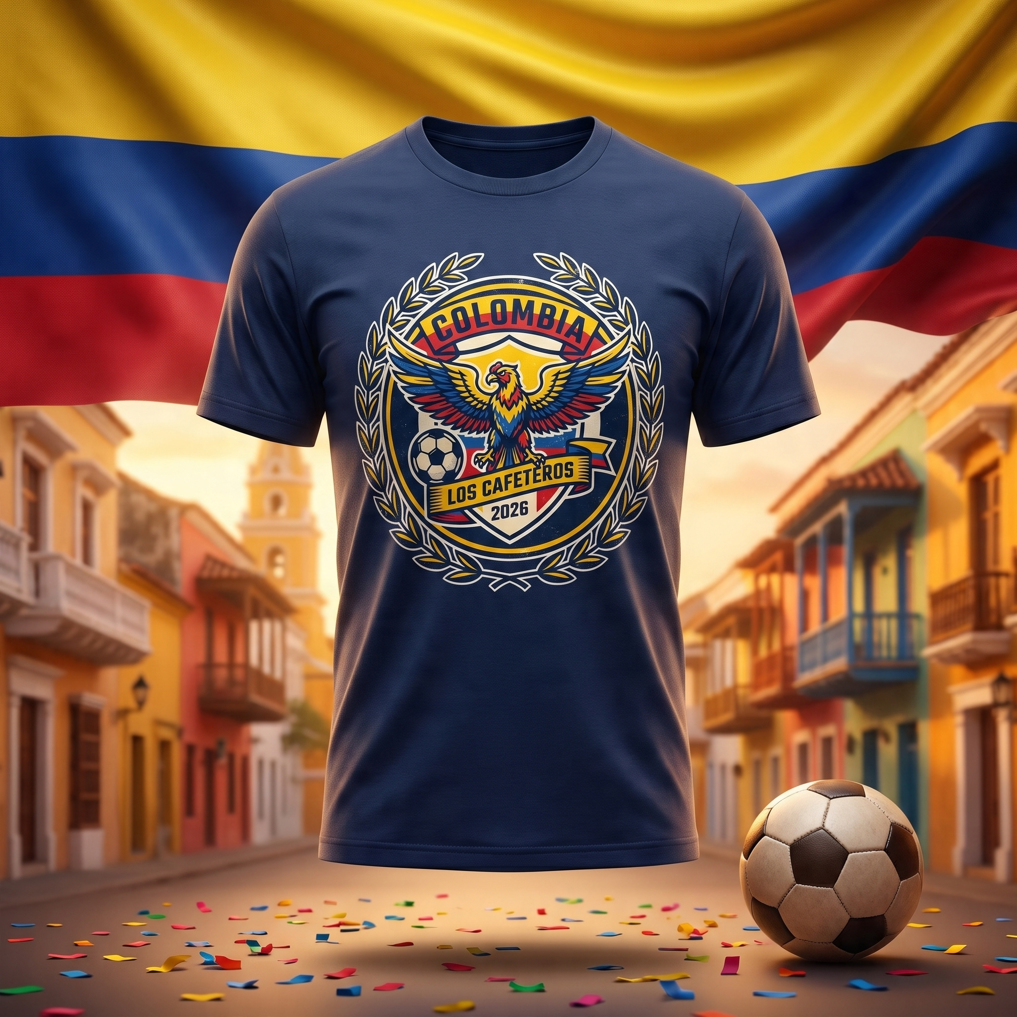 Colombia Soccer Fan T-Shirt — Vintage Condor Crest | 2026 Supporters Tee