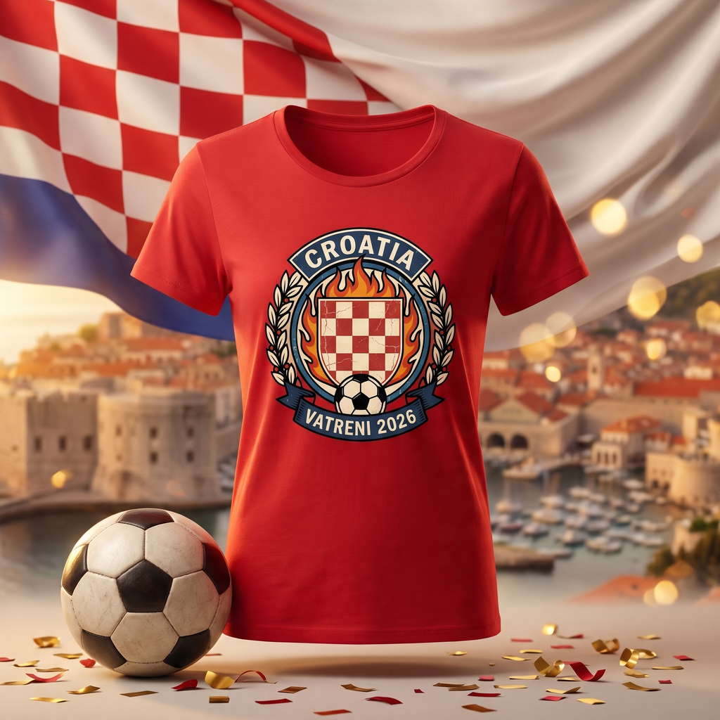 Croatia Soccer Fan T-Shirt — Vintage Checkerboard Crest | 2026 Supporters Tee