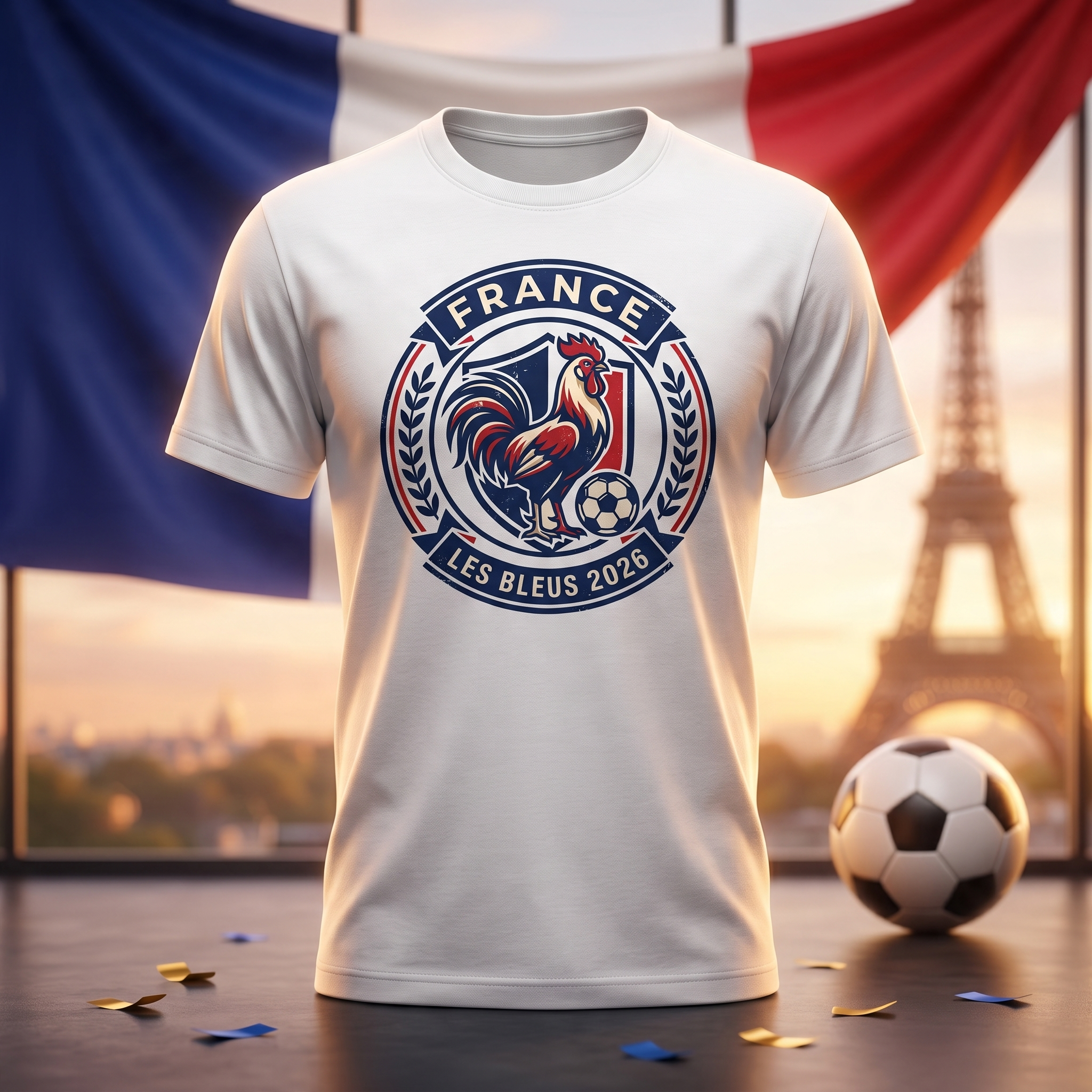 France Soccer Fan T-Shirt — Vintage Rooster Crest | 2026 Supporters Tee