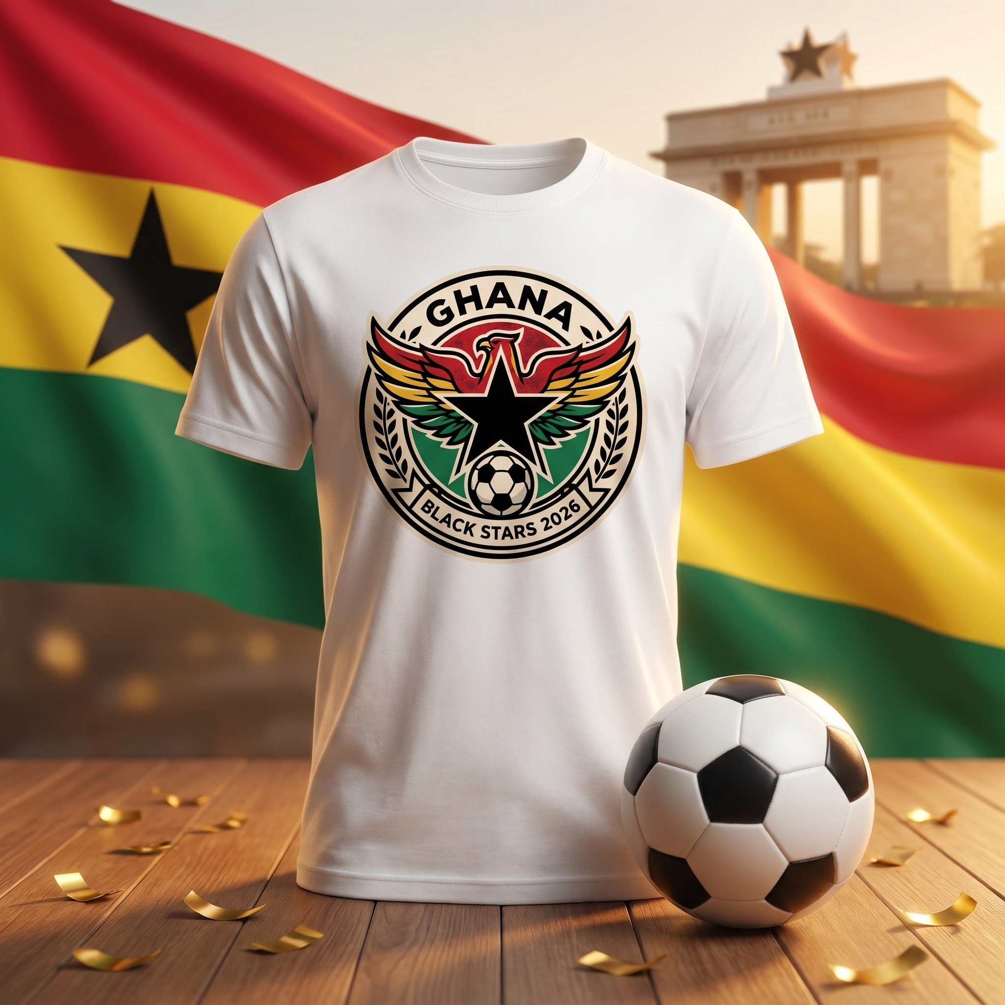 Ghana Soccer Fan T-Shirt — Vintage Black Star Crest | 2026 Supporters Tee