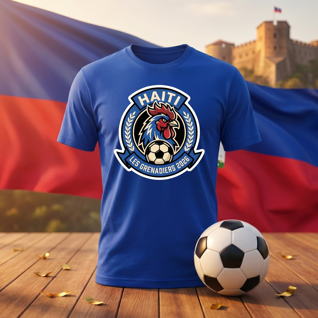 Haiti Soccer Fan T-Shirt — Vintage Rooster Crest | 2026 Supporters Tee