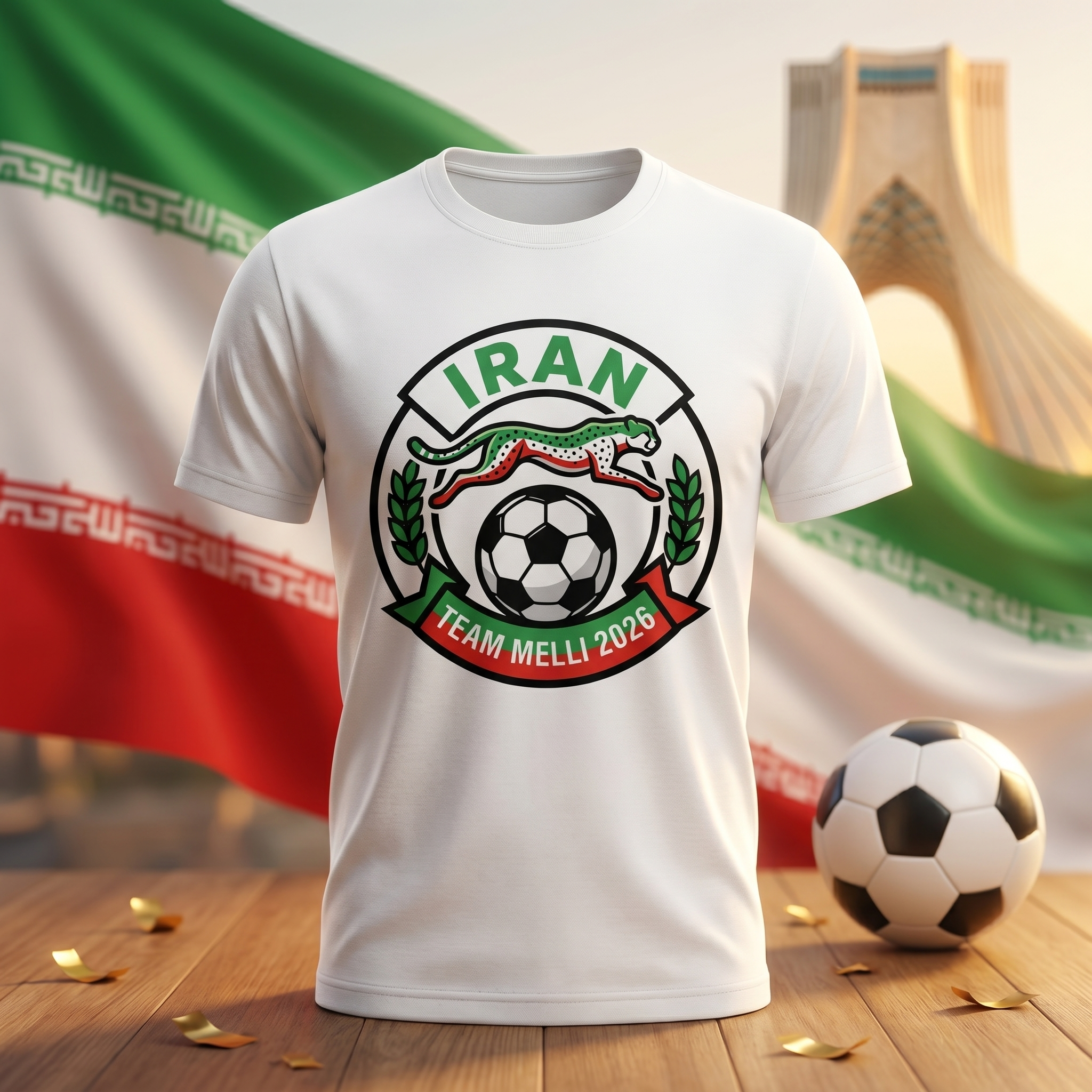 Iran Soccer Fan T-Shirt — Vintage Lion Crest | 2026 Supporters Tee