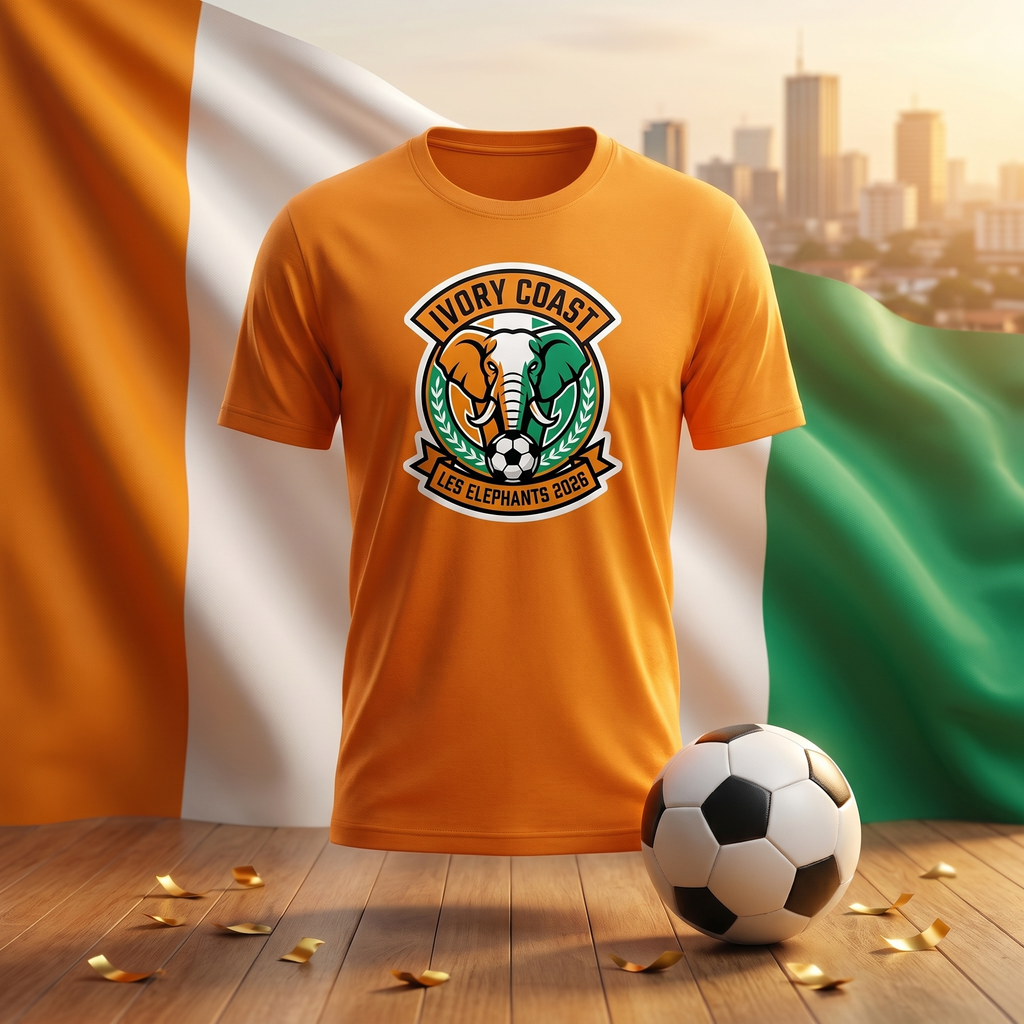 Ivory Coast Soccer Fan T-Shirt — Vintage Elephant Crest | 2026 Supporters Tee