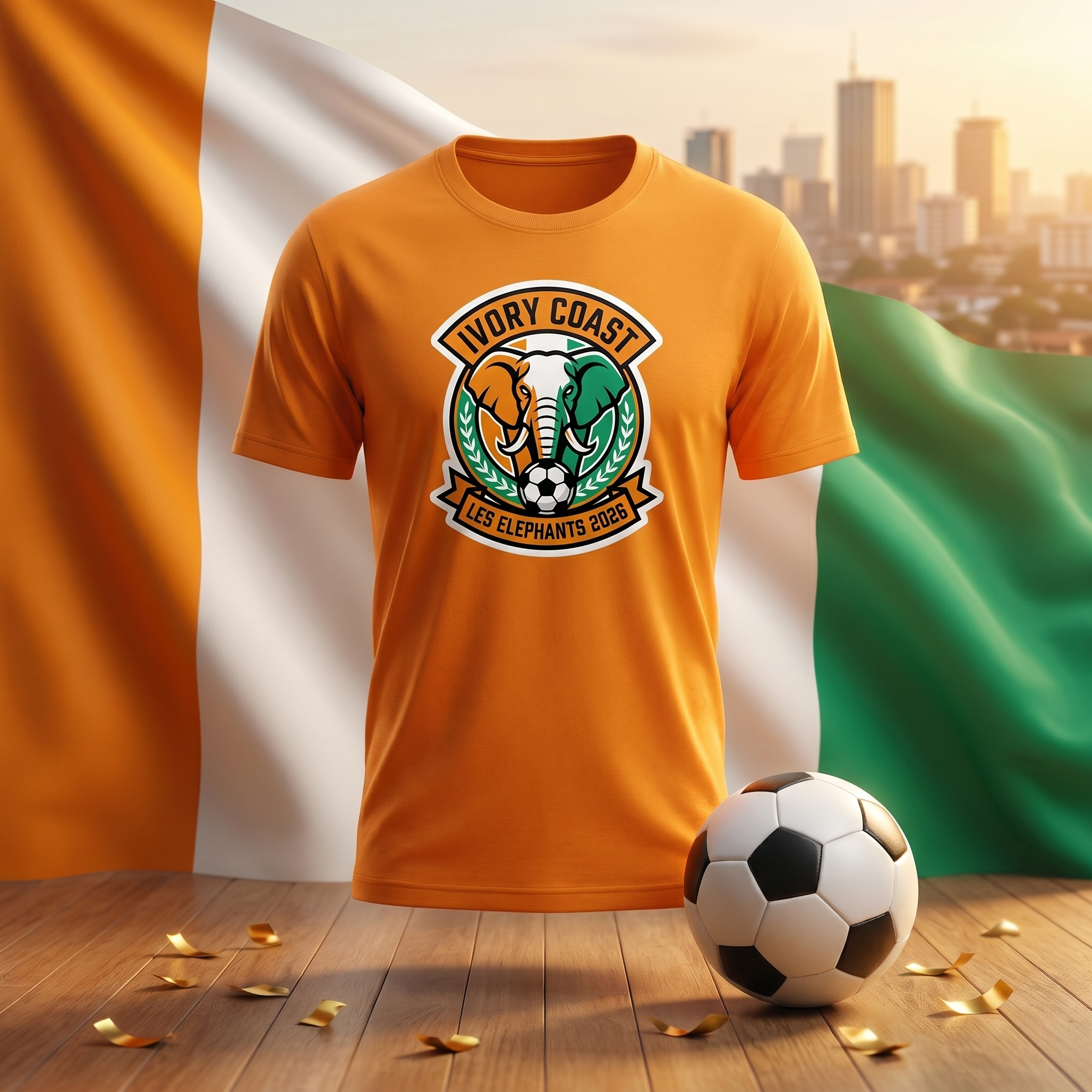 Ivory Coast Soccer Fan T-Shirt — Vintage Elephant Crest | 2026 Supporters Tee