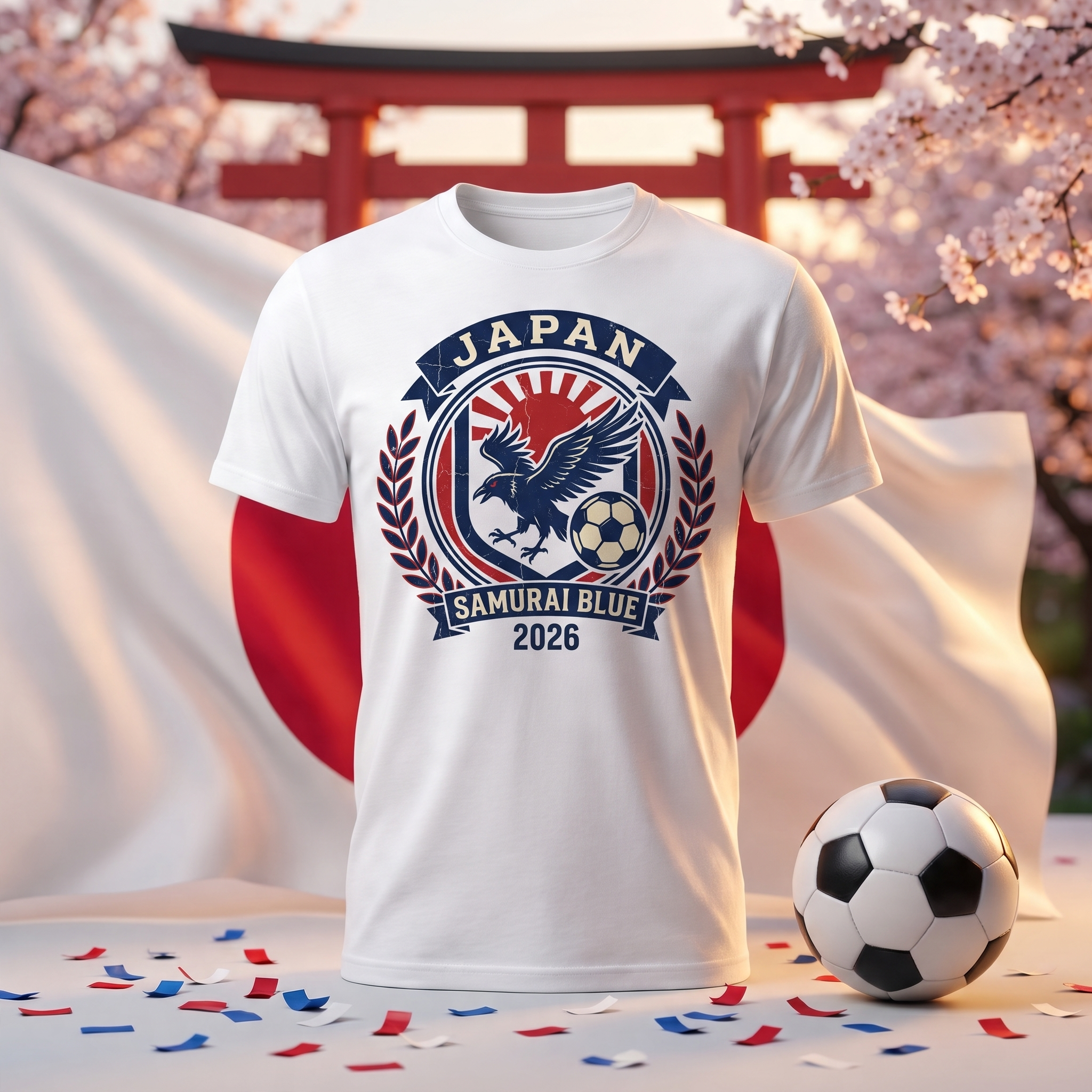 Japan Soccer Fan T-Shirt — Vintage Crow Crest | 2026 Supporters Tee
