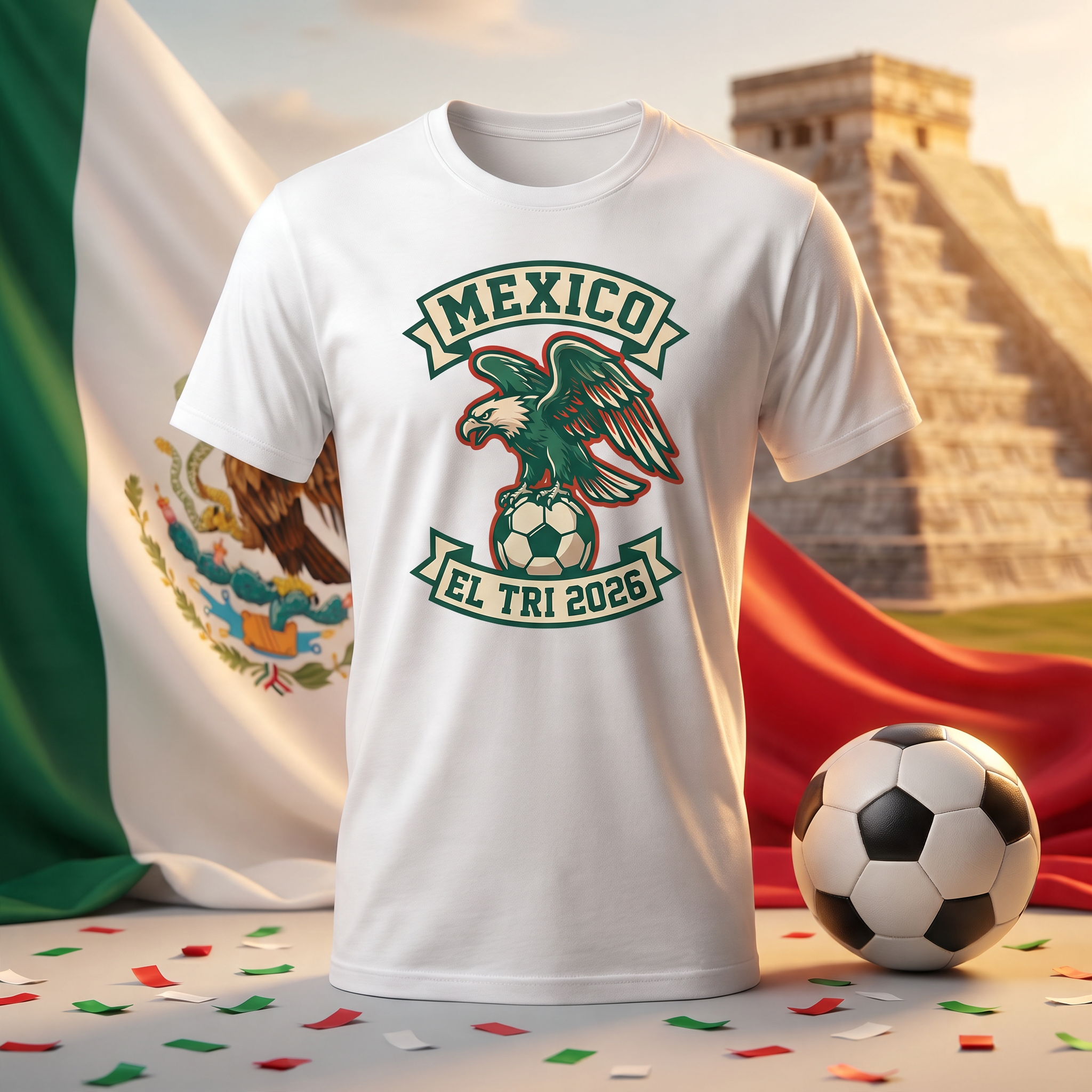 Mexico Soccer Fan T-Shirt — Vintage Eagle Crest | 2026 Supporters Tee