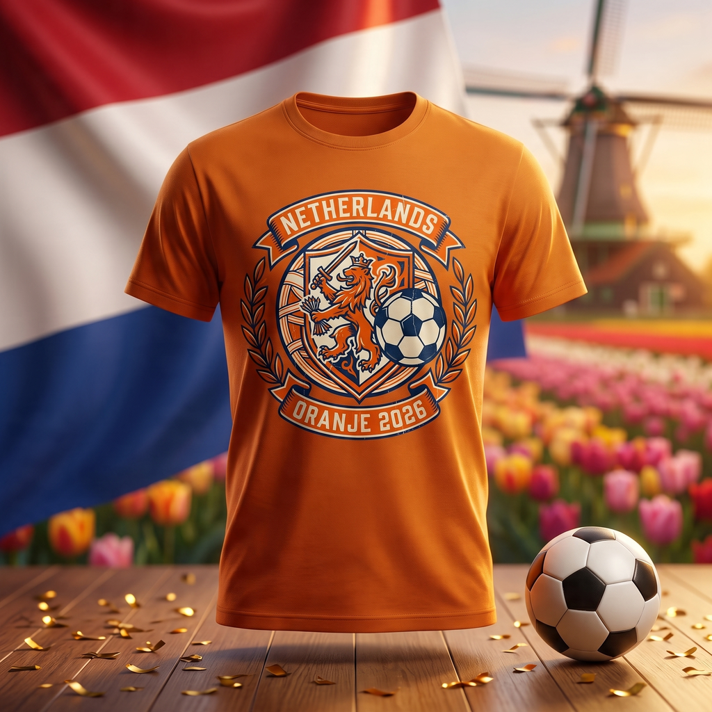 Netherlands Soccer Fan T-Shirt — Vintage Lion Crest | 2026 Supporters Tee