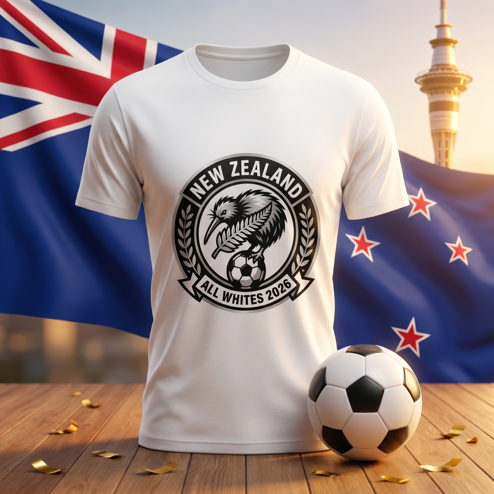 New Zealand Soccer Fan T-Shirt — Vintage Kiwi Crest | 2026 Supporters Tee