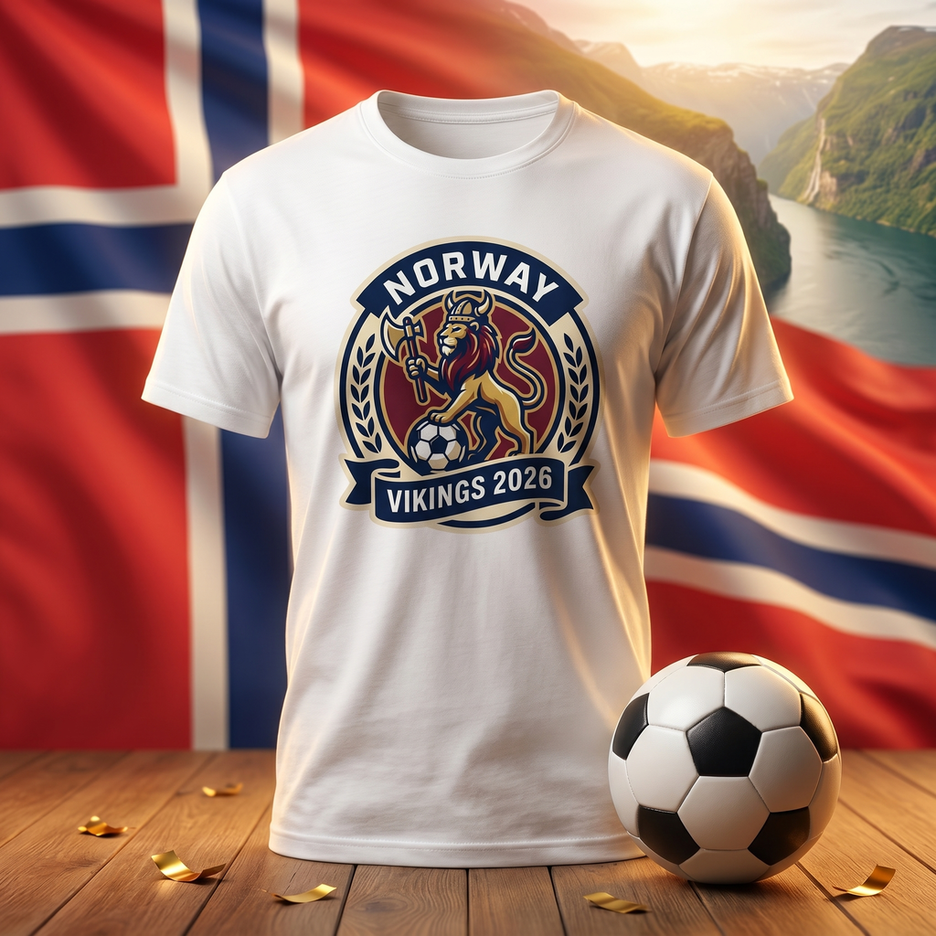 Norway Soccer Fan T-Shirt — Vintage Viking Lion Crest | 2026 Supporters Tee
