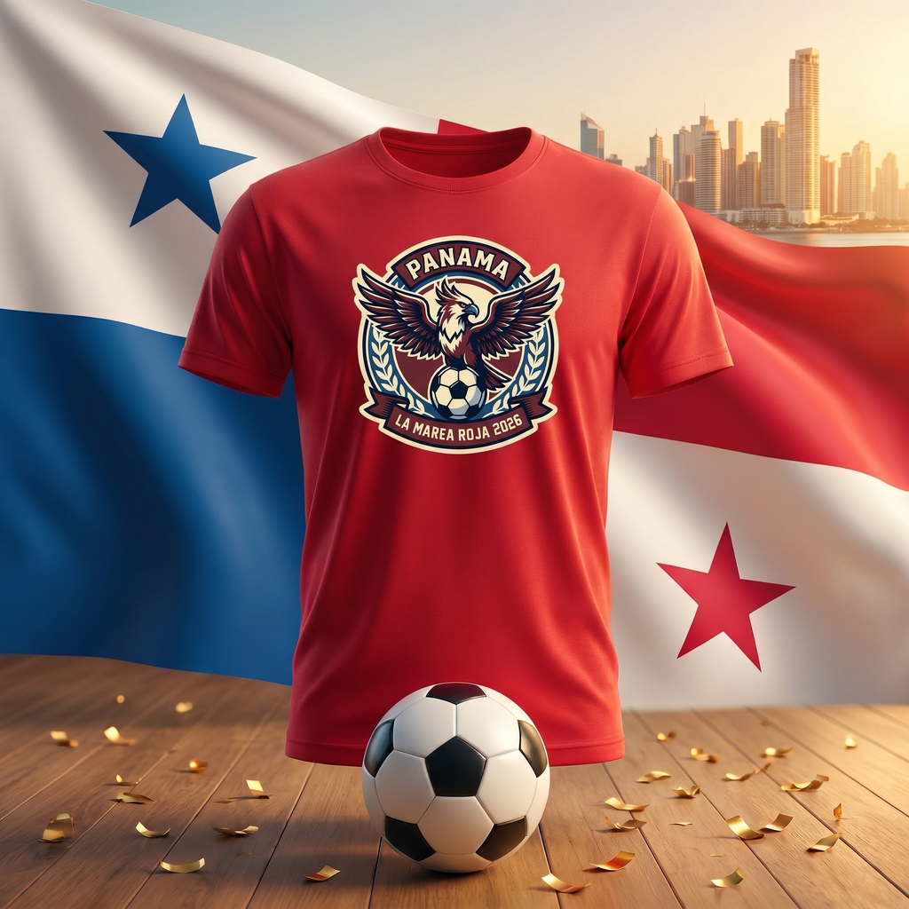 Panama Soccer Fan T-Shirt — La Marea Roja Harpy Eagle Crest | 2026 Supporters Tee