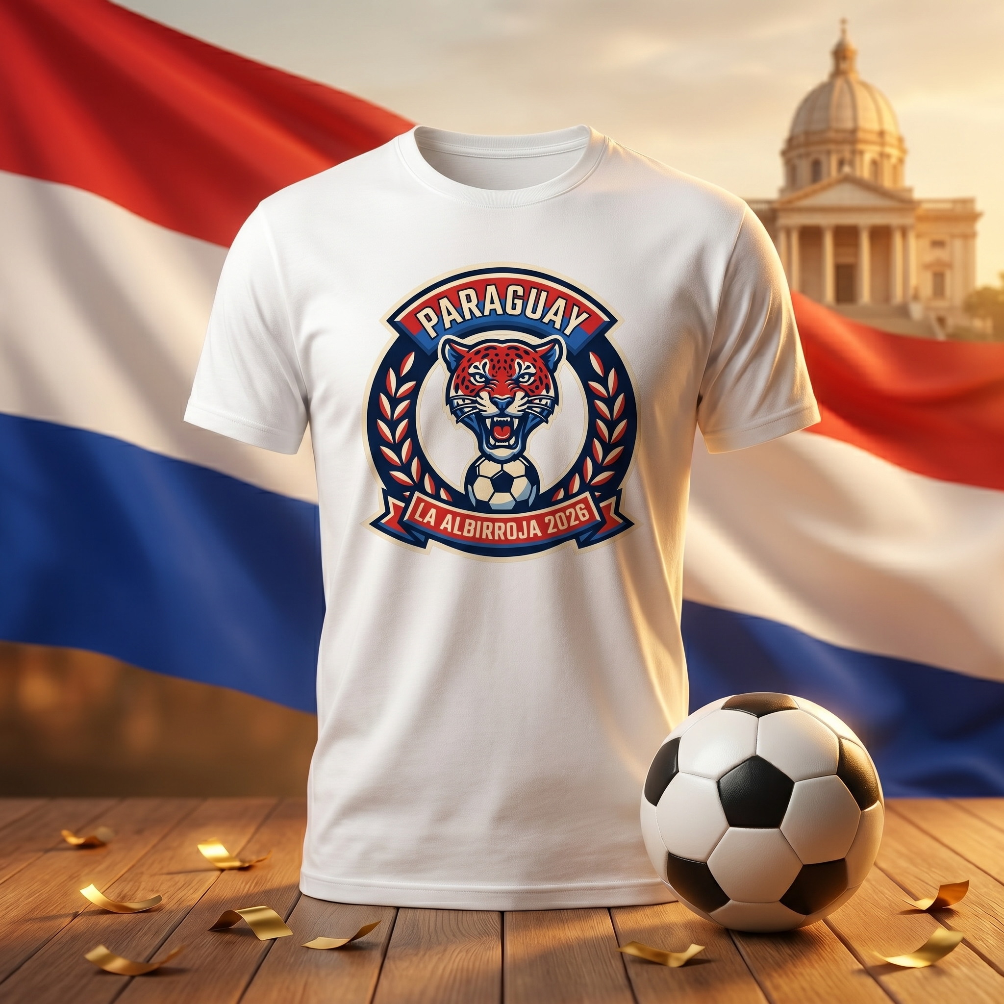 Paraguay Soccer Fan T-Shirt — Vintage Jaguar Crest | 2026 Supporters Tee