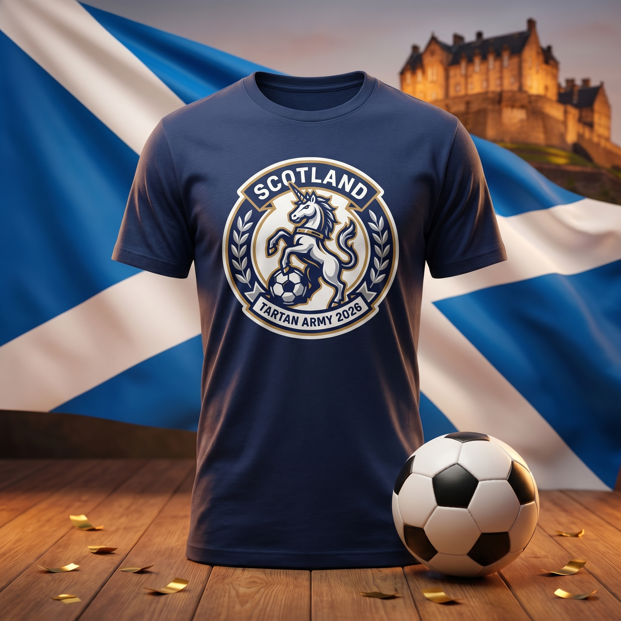 Scotland Soccer Fan T-Shirt — Vintage Unicorn Crest | 2026 Supporters Tee