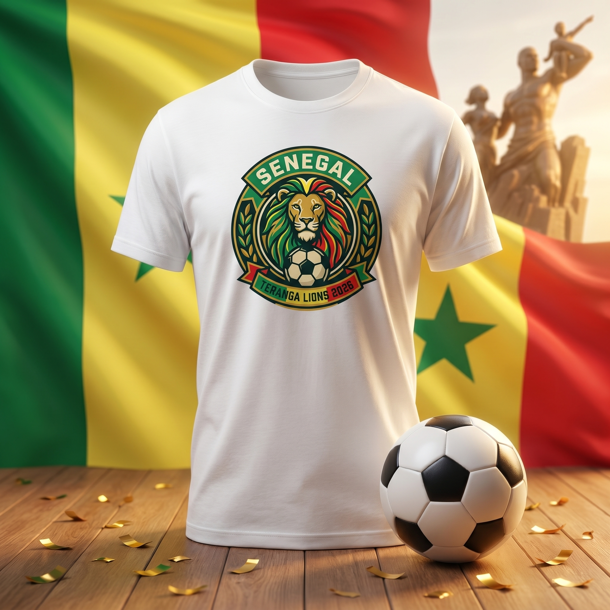 Senegal Soccer Fan T-Shirt — Vintage Lion Crest | 2026 Supporters Tee
