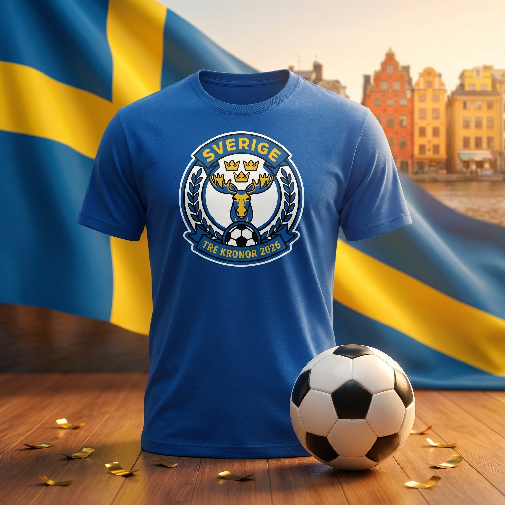 Sweden Soccer Fan T-Shirt — Vintage Lion Crest | 2026 Supporters Tee