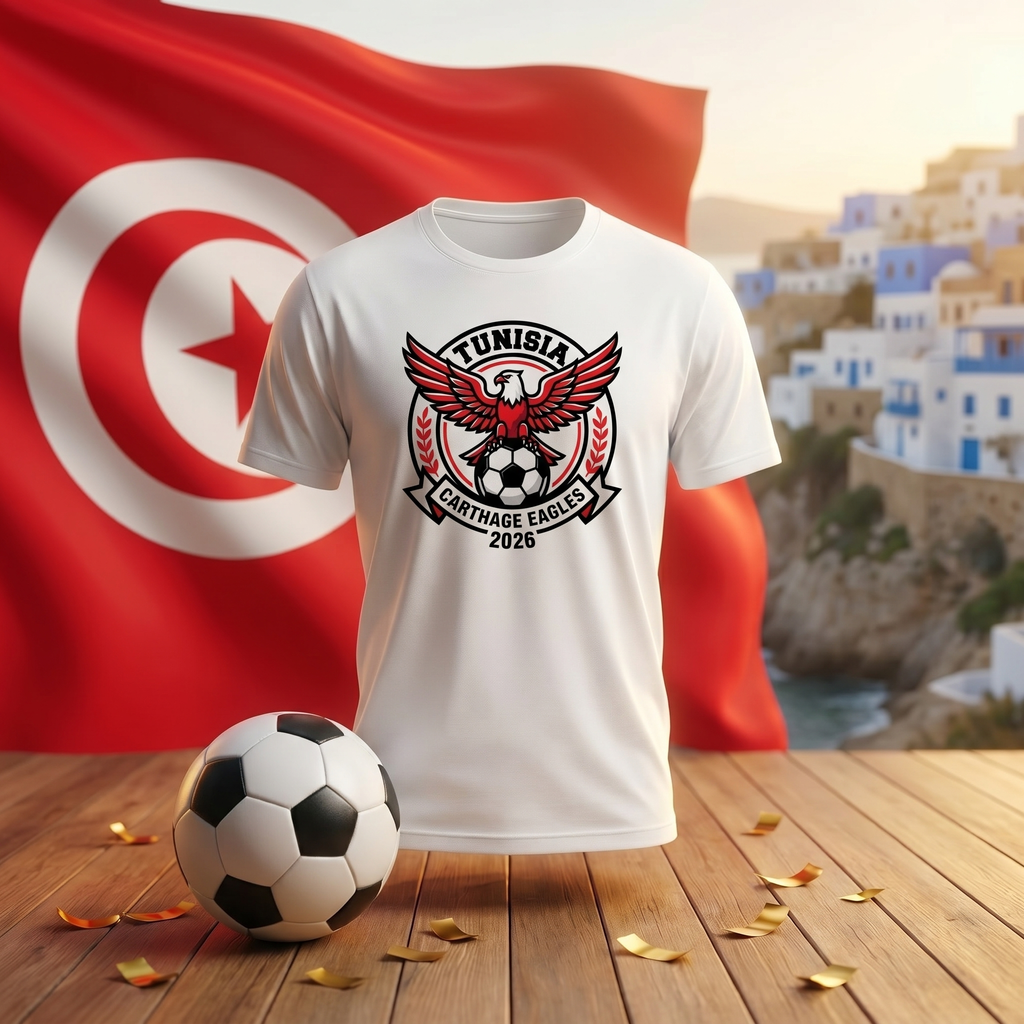 Tunisia Soccer Fan T-Shirt — Vintage Eagle Crest | 2026 Supporters Tee