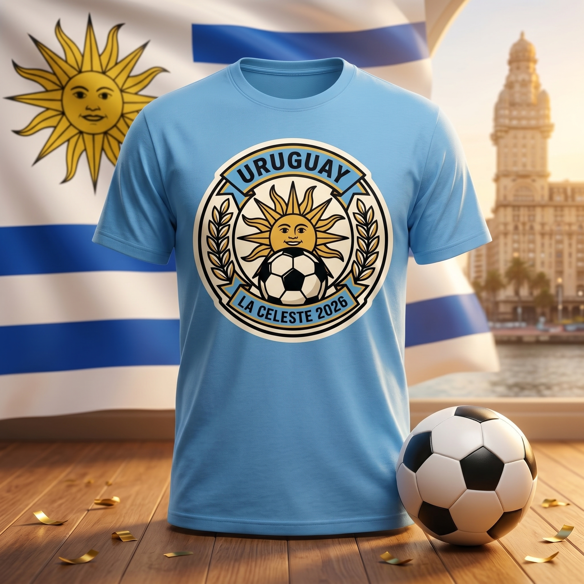 Uruguay Soccer Fan T-Shirt — Vintage Sun Crest | 2026 Supporters Tee