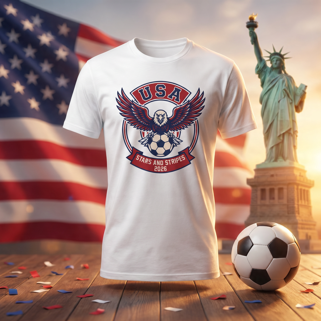 USA Soccer Fan T-Shirt — Vintage Eagle Crest | 2026 Supporters Tee